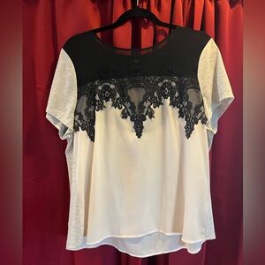 Apt. 9 Black and White Lace Blouse